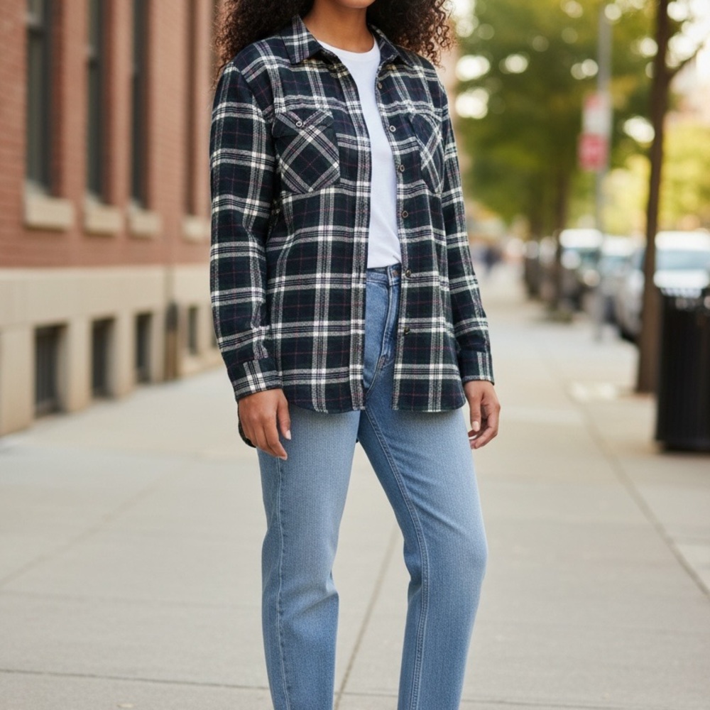 Forever 21 Green and Red Plaid Flannel Shirt